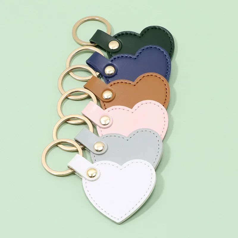 Ins Style Fashion Car Keychain Creative Heart-shaped PU Leather Bag Pendant Accessories Key Chains for Women