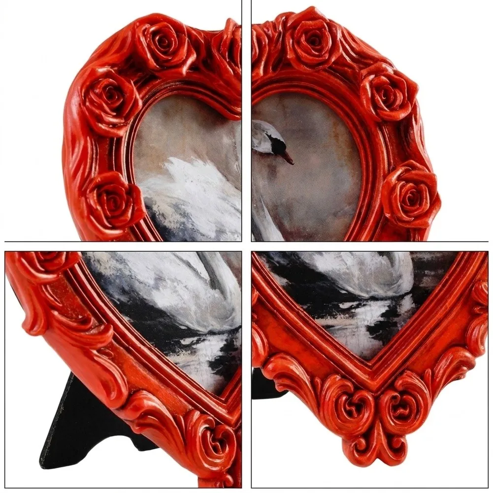 For Special Occasion Display for sliver Romantic Table Decor Elegant Resin Photo Frame Foldable Stand Classic Heart Silhouette