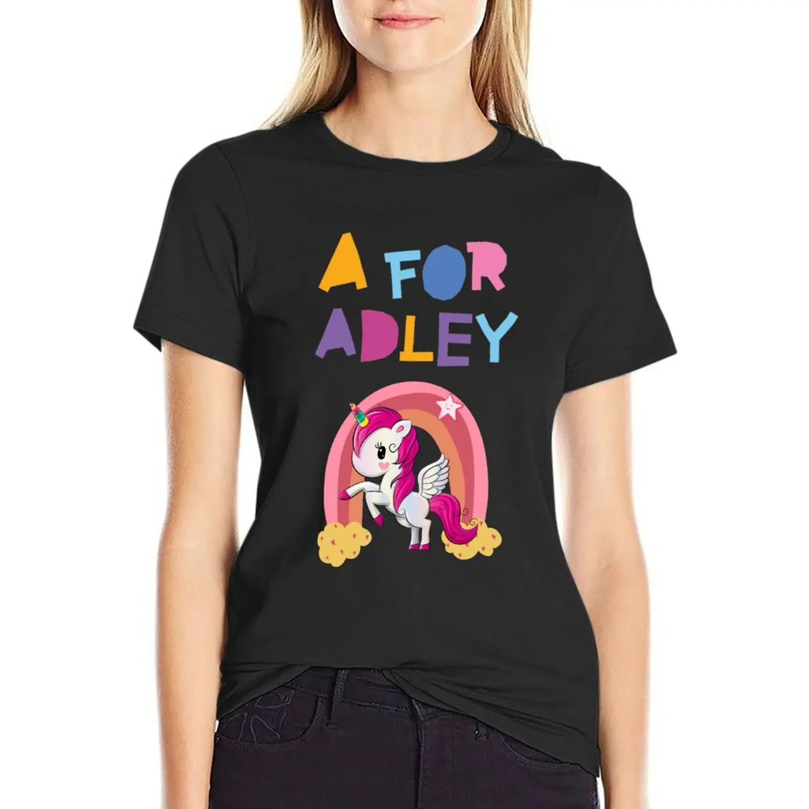 

a for adley unicorn T-Shirt kawaii clothes quick-drying summer tops hippie clothes t-shirts for Women graphic tees funny
