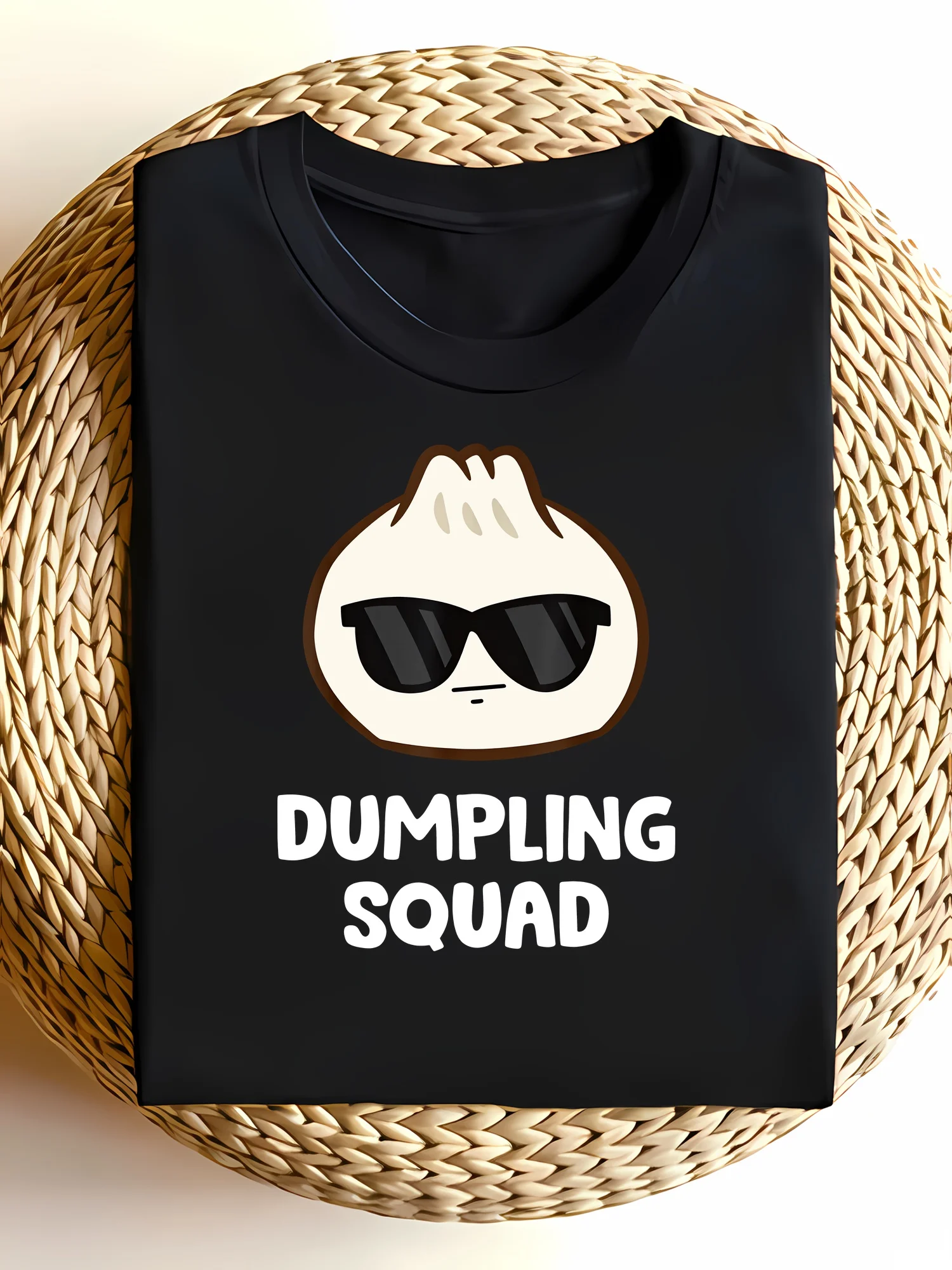Cooles Sonnenbrillen-Cartoon-Dumpling-Squad-Grafik-T-Shirt, trendiges, lässiges Foodie-Shirt für Versammlungen und das chinesische Neujahr