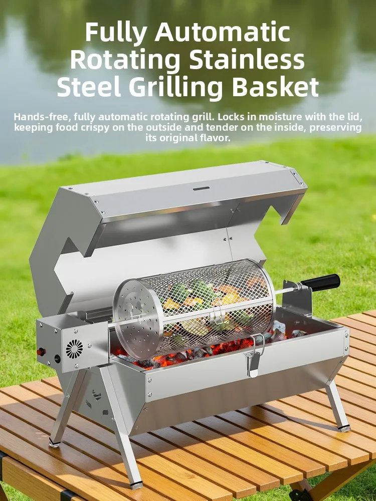 

Портативная складная печь для барбекю на древесном угле из нержавеющей стали для кемпинга и путешествий