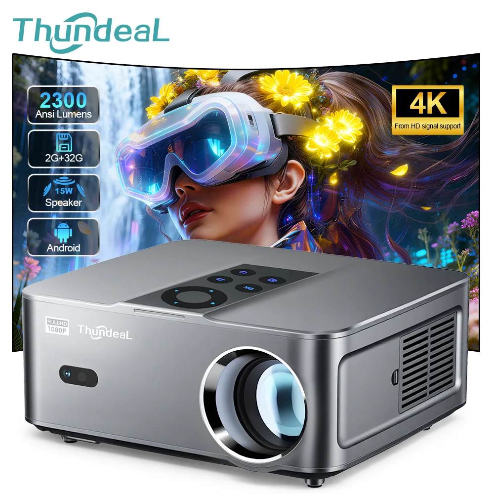 

Проектор ThundeaL Full HD 1080P 4K TD98W, мини-портативный, Android, WiFi, 2G, 32G, TD98, мини-проектор, 3D, для домашнего кинотеатра