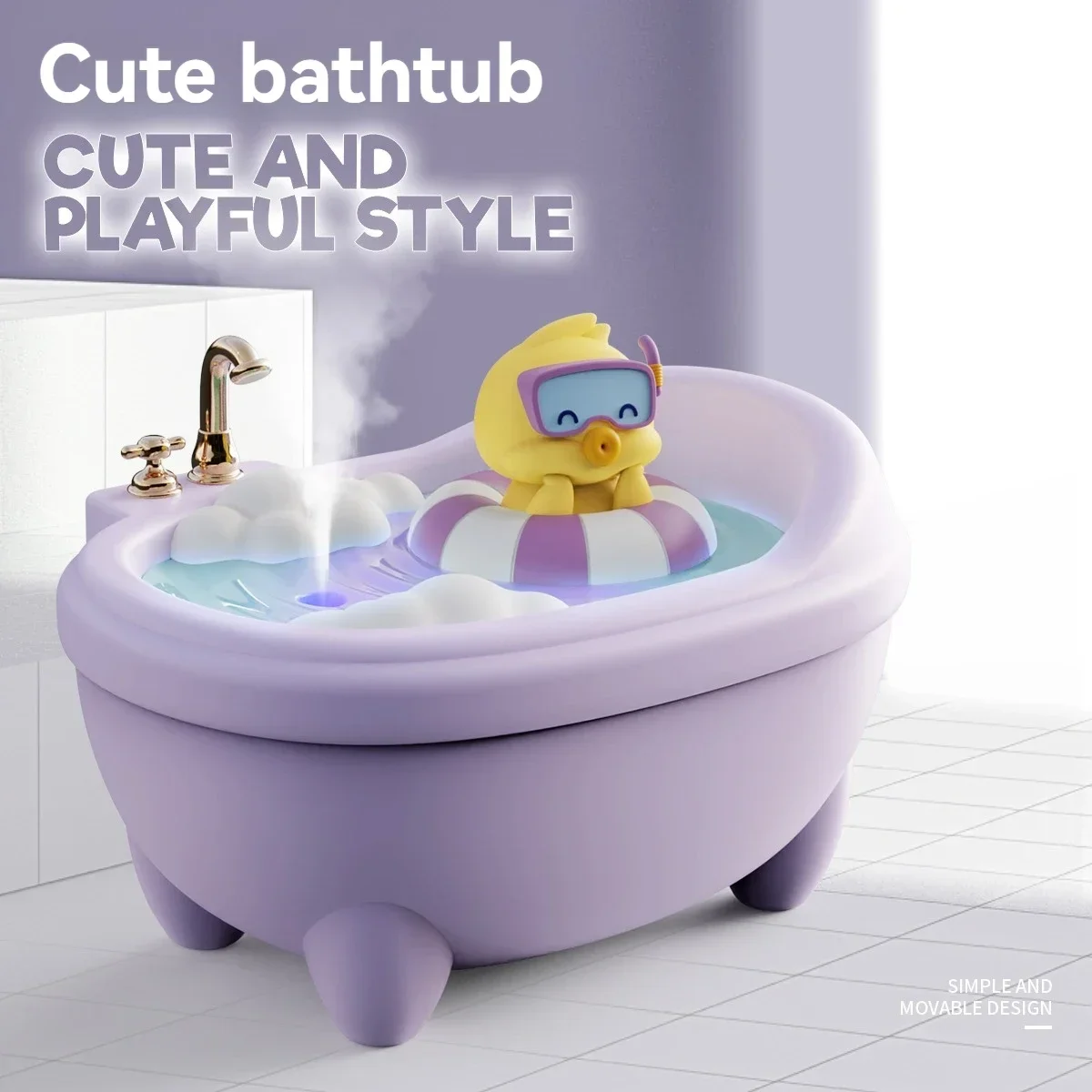 Cute Bathtub Humidifier Seven-Color Ambient Light Atomized Portable Humidifier Car Hydrator Desktop Spray Humidifier