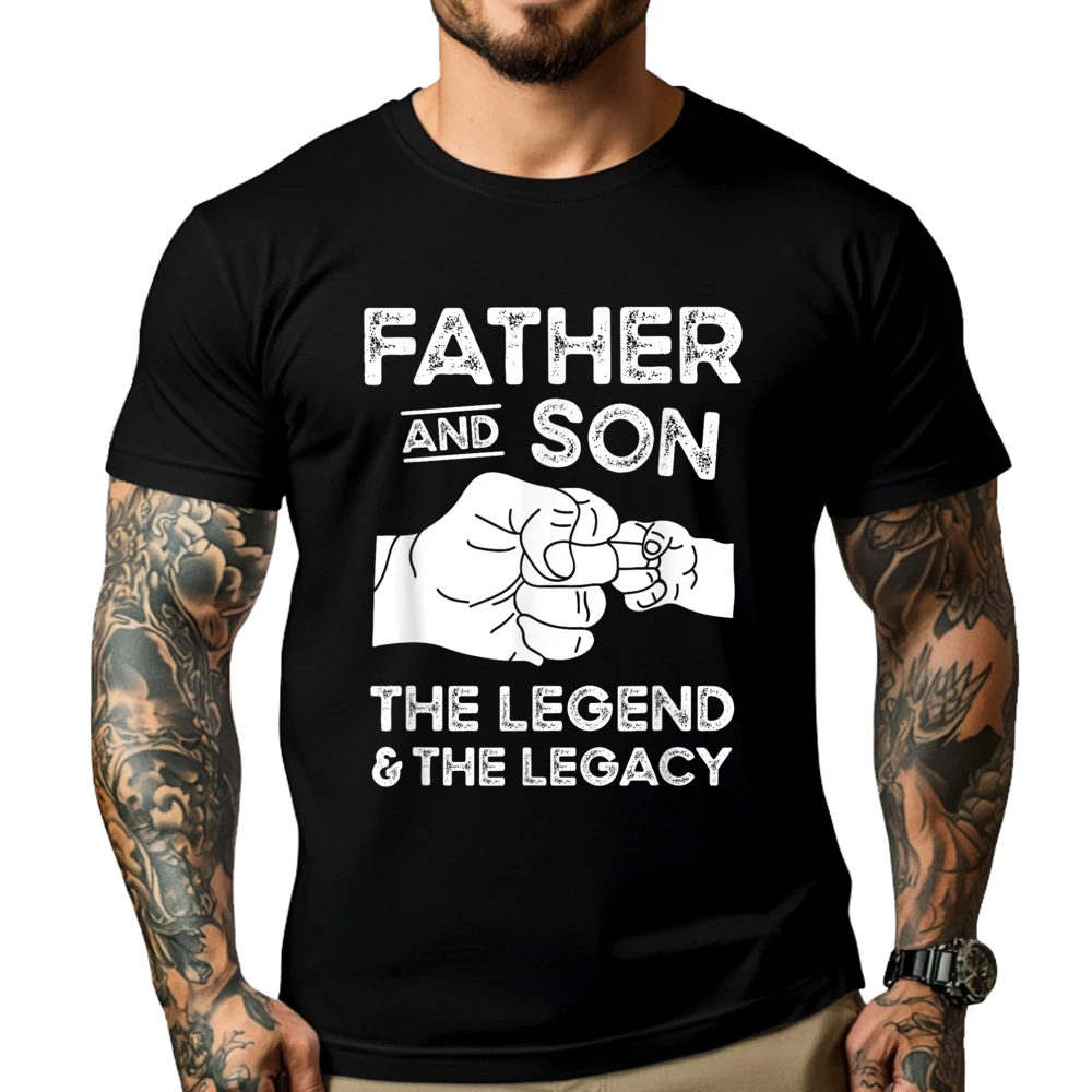 

Father And Son The Legend And The Legacy Fist Bump Matching Camisetas Luxury T-Shirt Cotton Comfort Designer Clothes