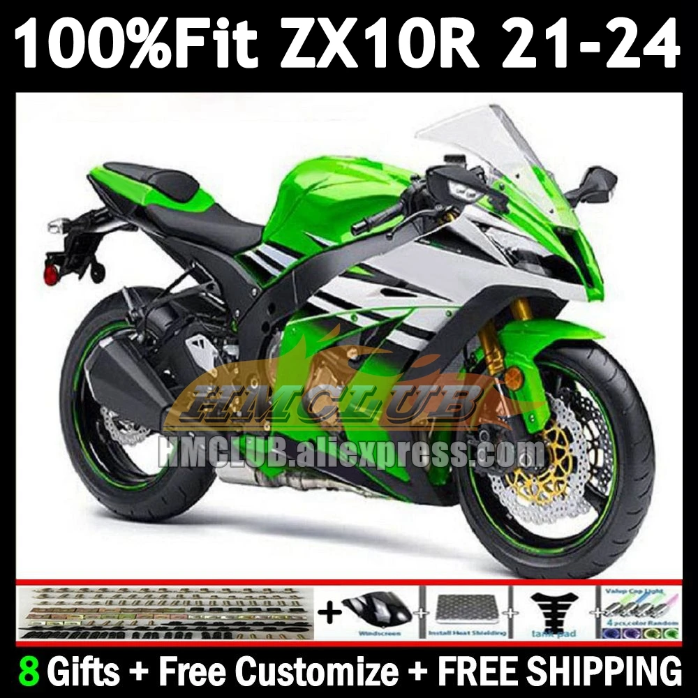 Stock Green Injection Body For KAWASAKI NINJA ZX-10R ZX 10R 10 R 2021 2022 2023 2024 172No.48 ZX1000 ZX10R 21 22 23 24 Fairing