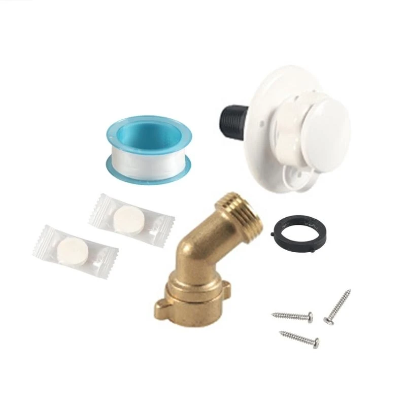 

37JE RVs City Water Fill Inlet White Optional Hoses Elbow Flange Brass with Check Valves