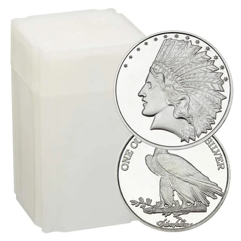 

20 Roll 1 Troy oz .999 Fine Silver Rounds - Indian Head Commemorative Coin High-Quality Silver