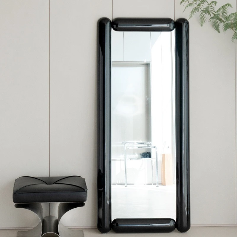 Nordic cream cheese mirror light luxury full body floor full-length mirror home bed and breakfast Internet