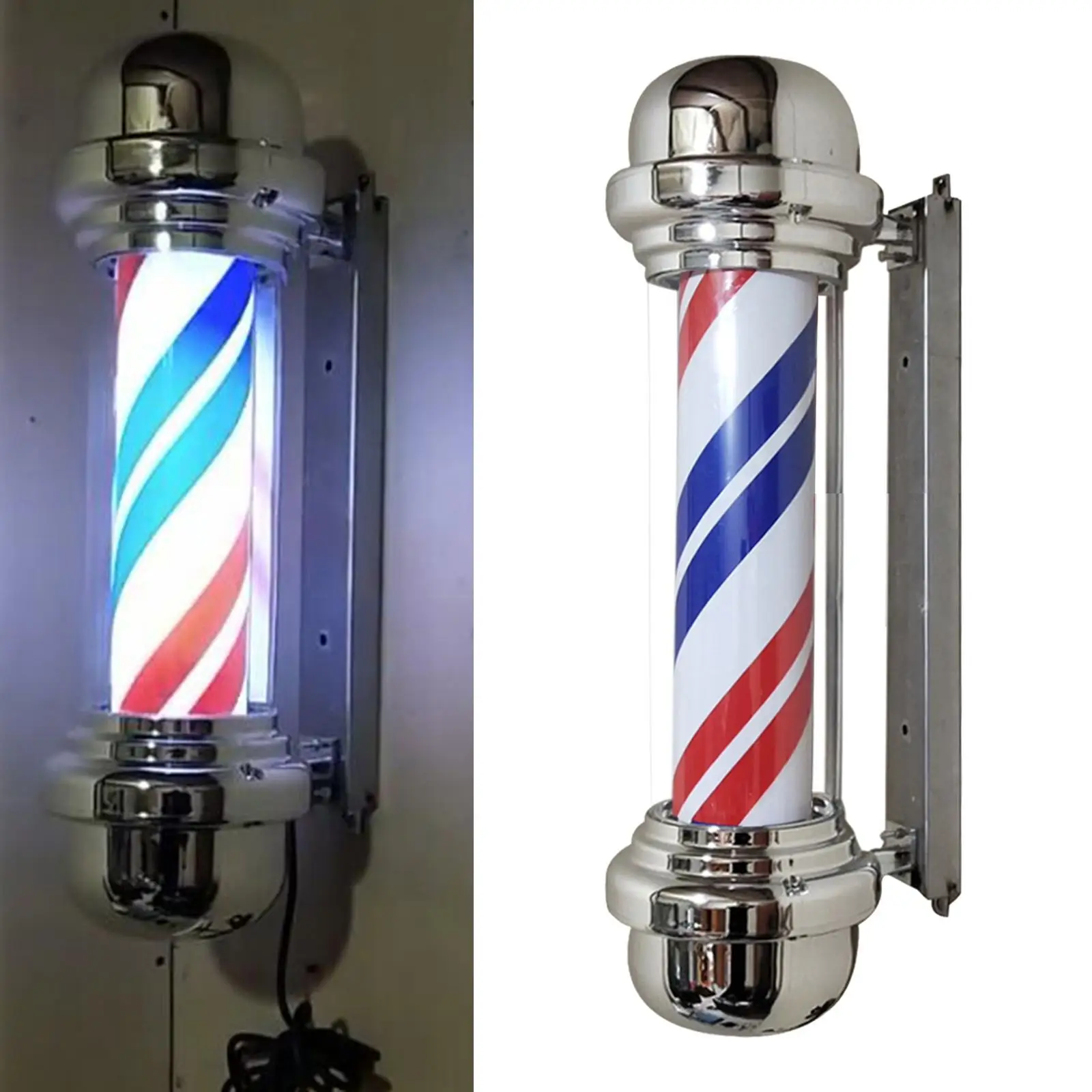 Rotating Barber Pole Lights LED Strips Novelty Lighting Hair Salon Sign Open