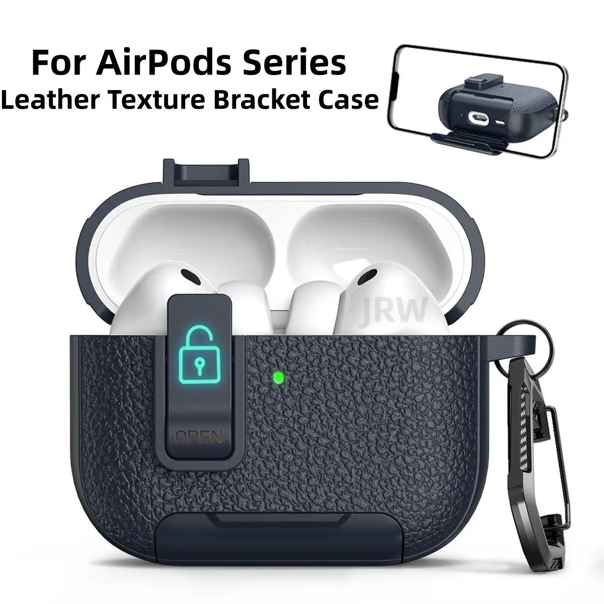 2026 Neu für AirPods Pro 3/Pro 2/Pro/4 PU-Leder-Schutzhülle mit Karabiner & Telefonständer Schutzhülle für AirPods 4/Pro 3