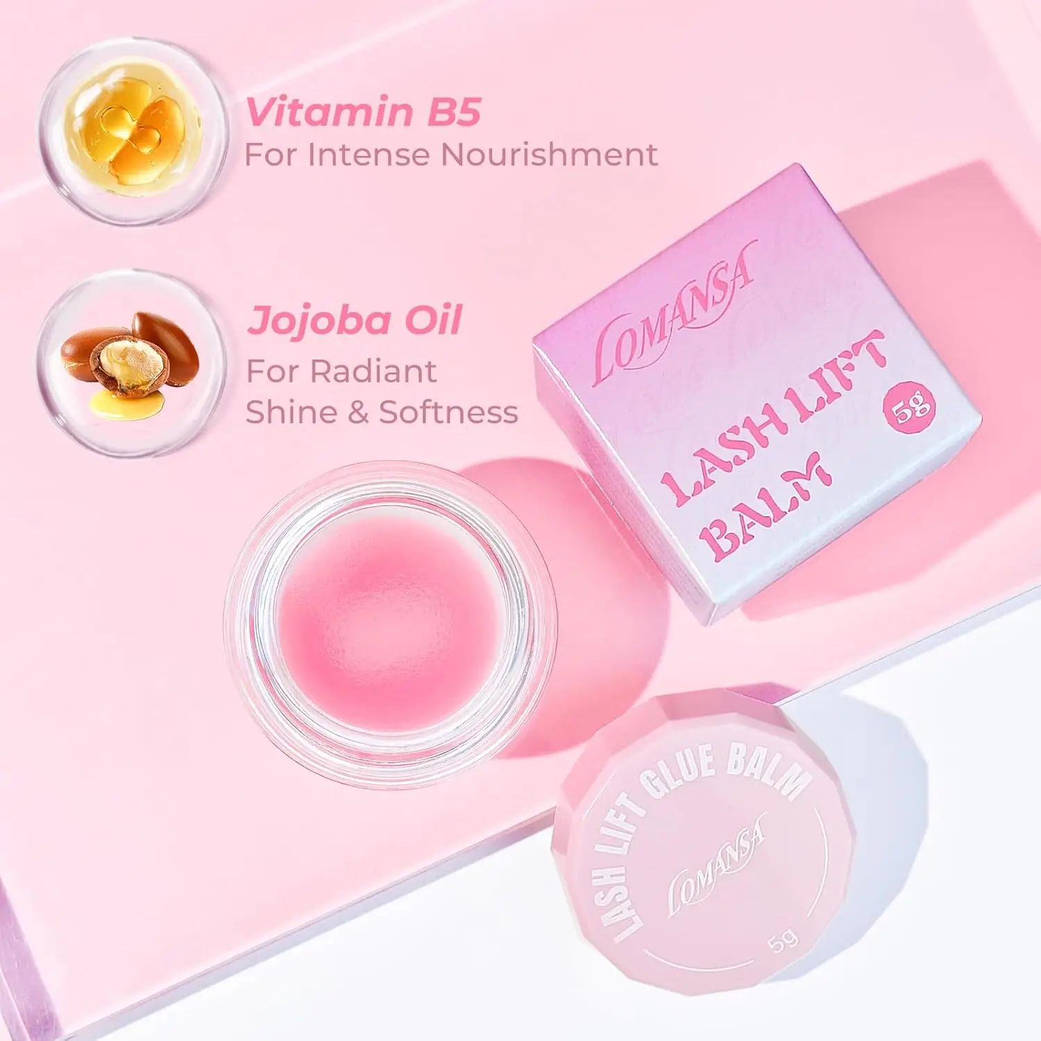 Lomansa 10 g fester Wimpernlift-Kleber, Fixierklebstoff, nicht reizend, duftender Augenbrauen-Festkleber, Hebe-Wimpern, Balsam, Bügelwerkzeug