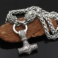 New Faucet Flower Basket Chain Thor Pendant Hammer Necklace 2021 Nordic Culture Retro Viking Wolf Head Pendant Accessories