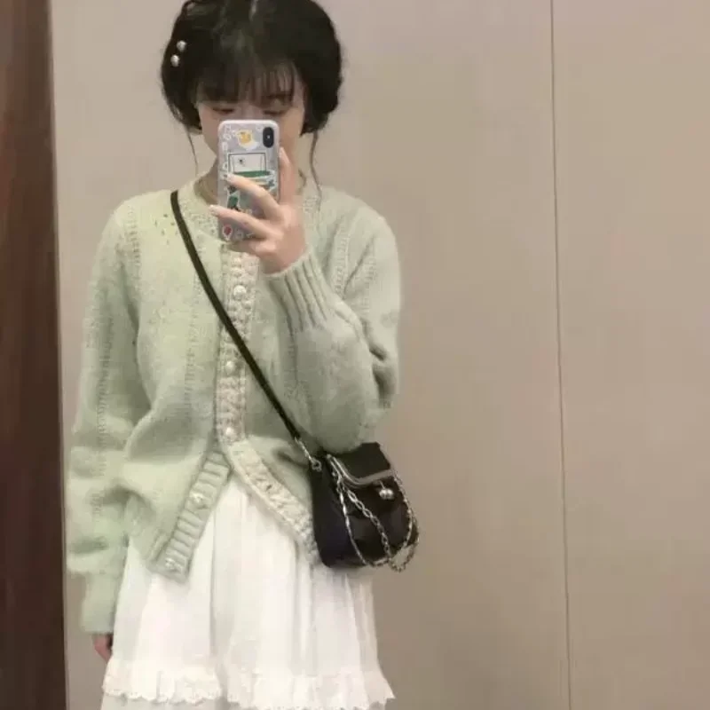 سترة نسائية للخريف منفوش عتيق سترات فضفاضة محبوكة مترهل تصميم جديد غير رسمي Ulzzang Temper كل مباراة ملابس الشارع أنيقة