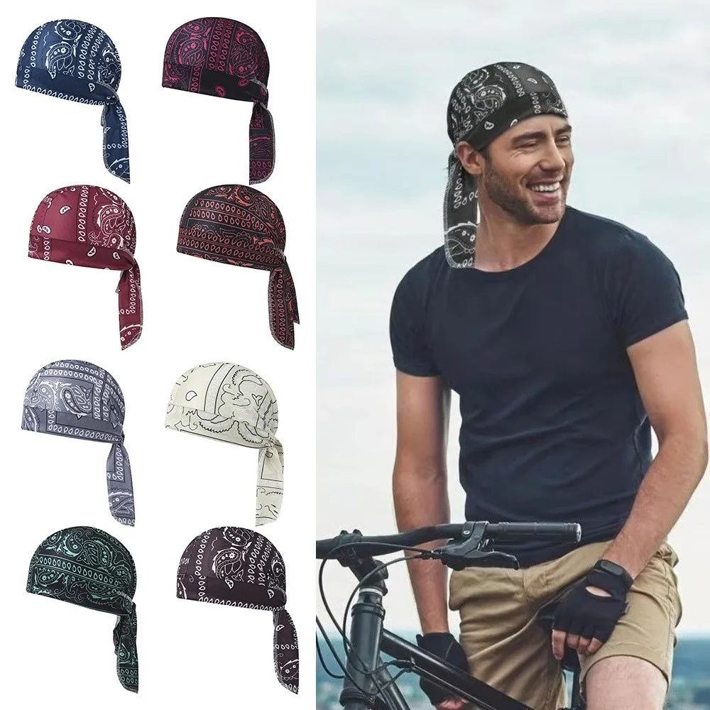 Fashion Accessory Paisley Print Hijab Caps Quick Dry Breathable Pirate Hat Elastic UV Protection Cycling Head Wrap Running
