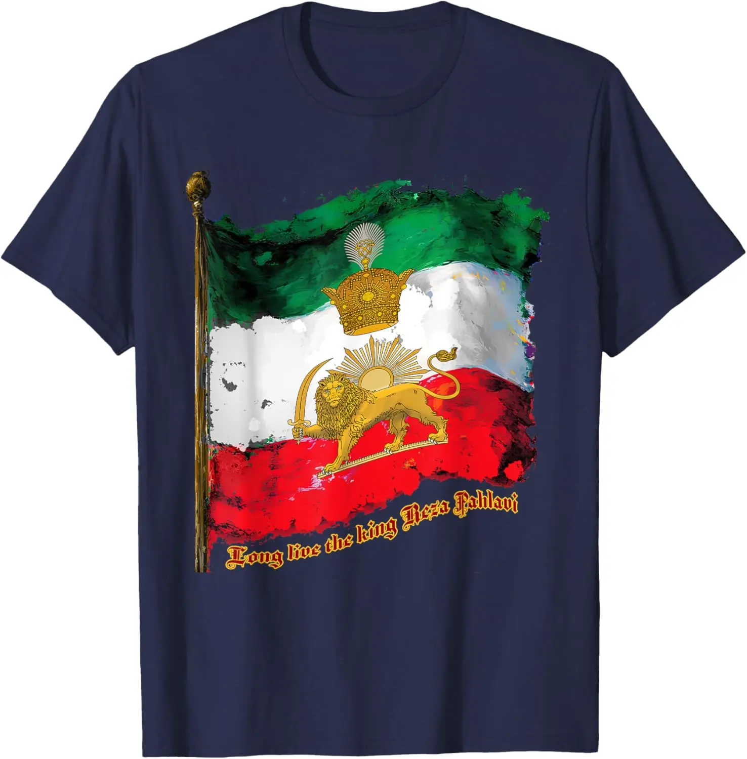 

Футболка с флагом Ирана, короной Пахлави, солнцем и львом, унисекс, модная свободная спортивная футболка для мужчин, новинка 2026 года