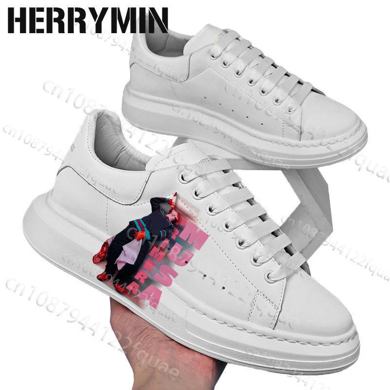 

Omar Courtz PRIMERA MUSA Cross Border Hot Sale Adult Lace up White shoes For man woman Simple pink Printing Shoes