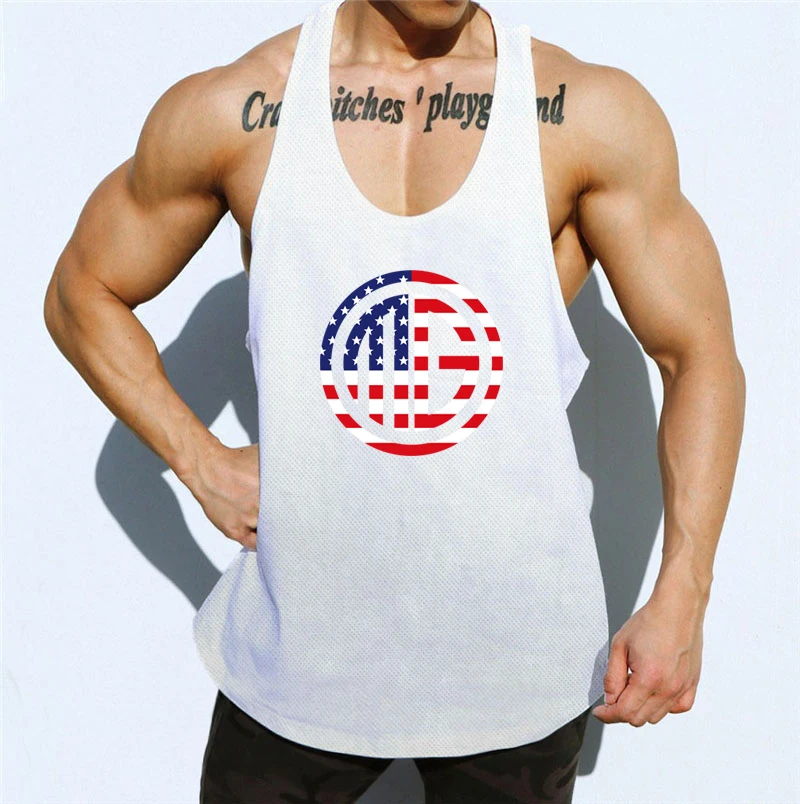 

High Quality Men's Gym Workout Casual Stringer Clothing Bodybuilding Singlets Fitness Running Vest Tank Top Sleeveless Shirt