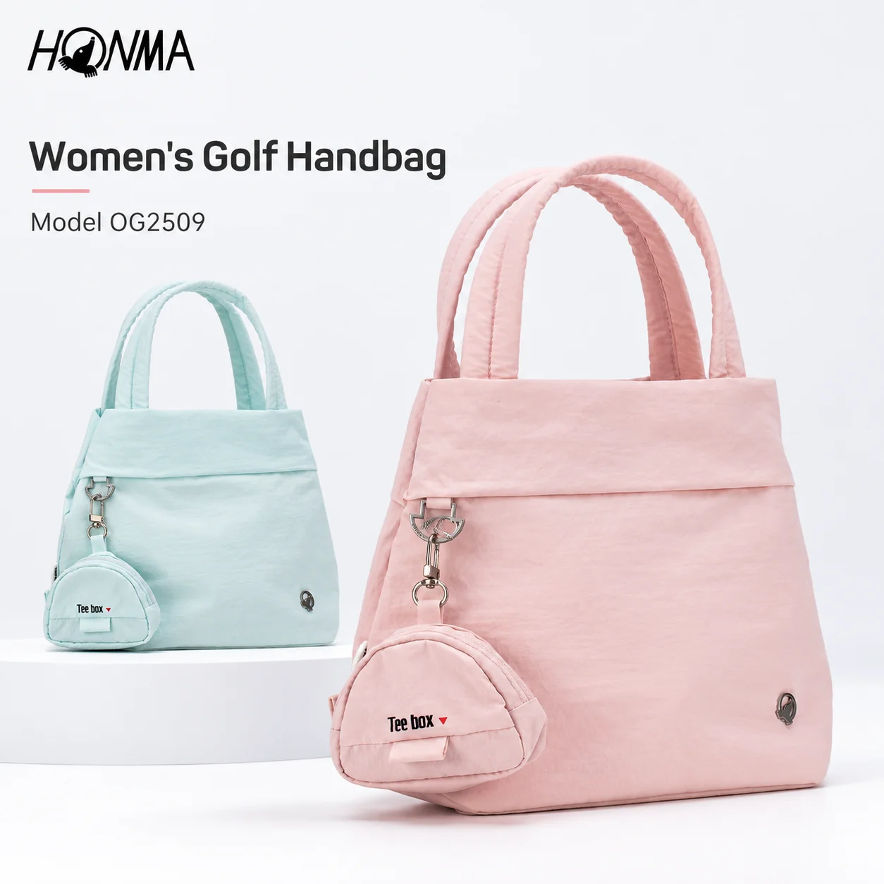 

HONMA Women's Golf Handbag OG2509 Lightweight Nylon Tote Bag with Detachable Tee Pouch Padded Handles