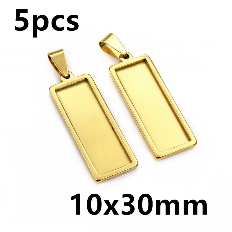 5-10pcs Rectangle Pendant Cabochon Base Blank Setting Tray for DIY Jewellery