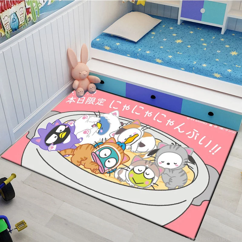 17 Stile Sanrio Smoking Sam Blaues Pinguin-Muster Teppiche Teppiche für Wohnzimmer Schlafzimmer Dekor Rutschfeste Sofa-Fußmatte Bodenmatte