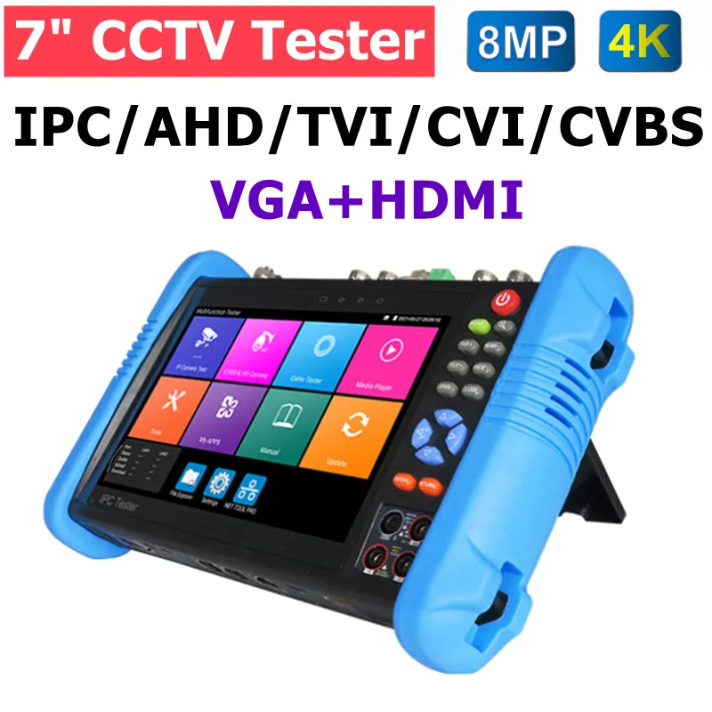 

HD CCTV Tester CCTV IPC Tester 8MP AHD CVI TVI CVBS SDI IP Camera Tester UTP Cable Tester Onvif HDMI VGA input Power CCTV Tester