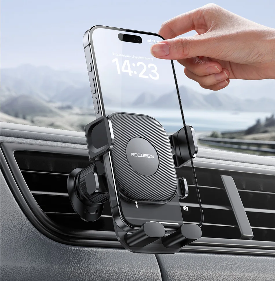 Rocoren Autotelefonhalter Auto Schwerkrafthalterung Ständer Selbstsichernde Autotelefonhalterung für iPhone 16 360 ° Rotierender Handyhalter für Lüftungsschlitze – Detail 7