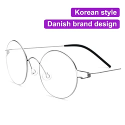 Denmark Brand Same Design Screwless Frame Women Men Round Titanium Alloy Glasses Korean Business Ultralight Eyewear