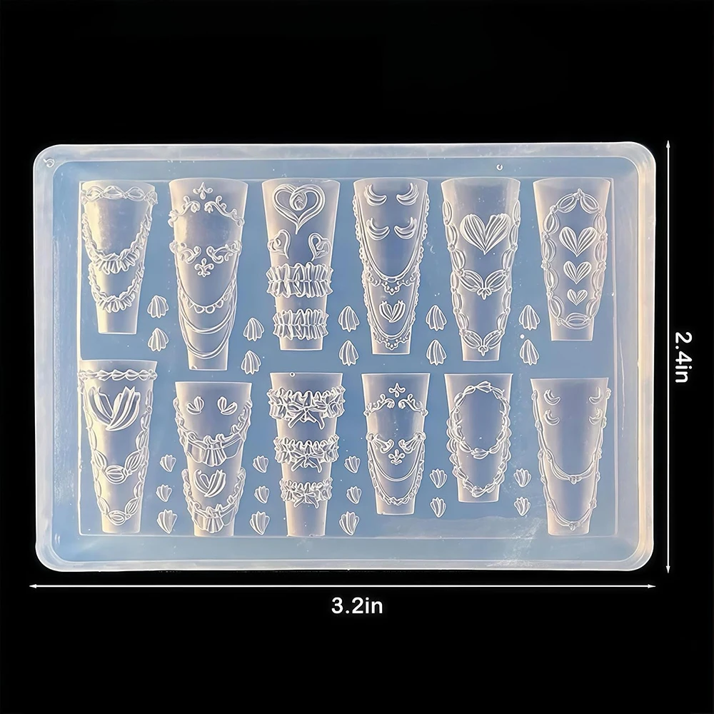 Mädchen Blumen Creme Nagelform 3D Silikon Nagelkunst Harz Charms Form für Maniküre DIY Blumen Herz Kawaii Nageldekoration – Detail 1