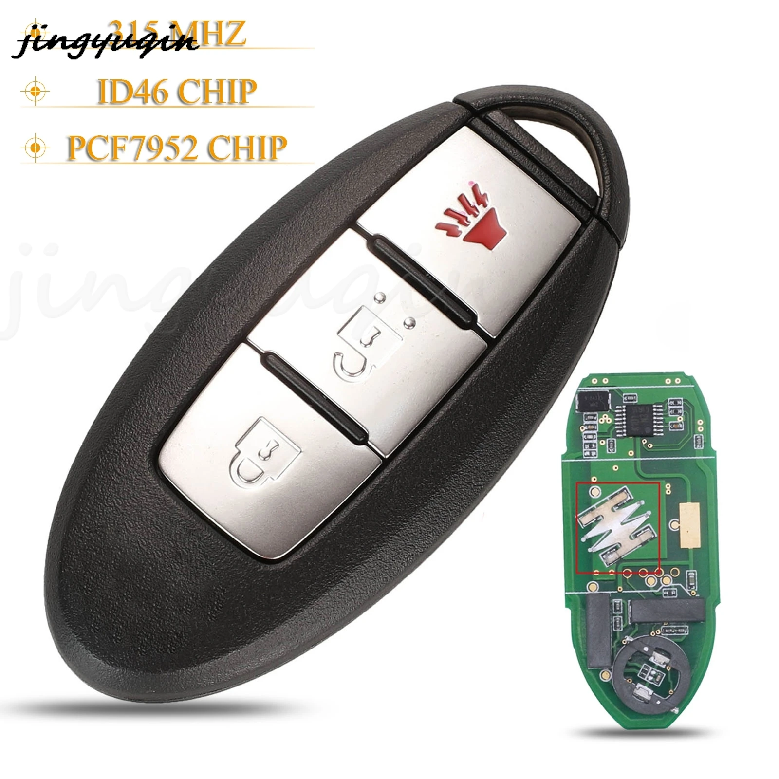 

Jingyuqin 3 кнопки умный дистанционный автомобильный брелок 315 МГц ID46 Pcf7952 для Nissan Tiida Livina Versa Maxima Sunny Teana Sylphy Sentra