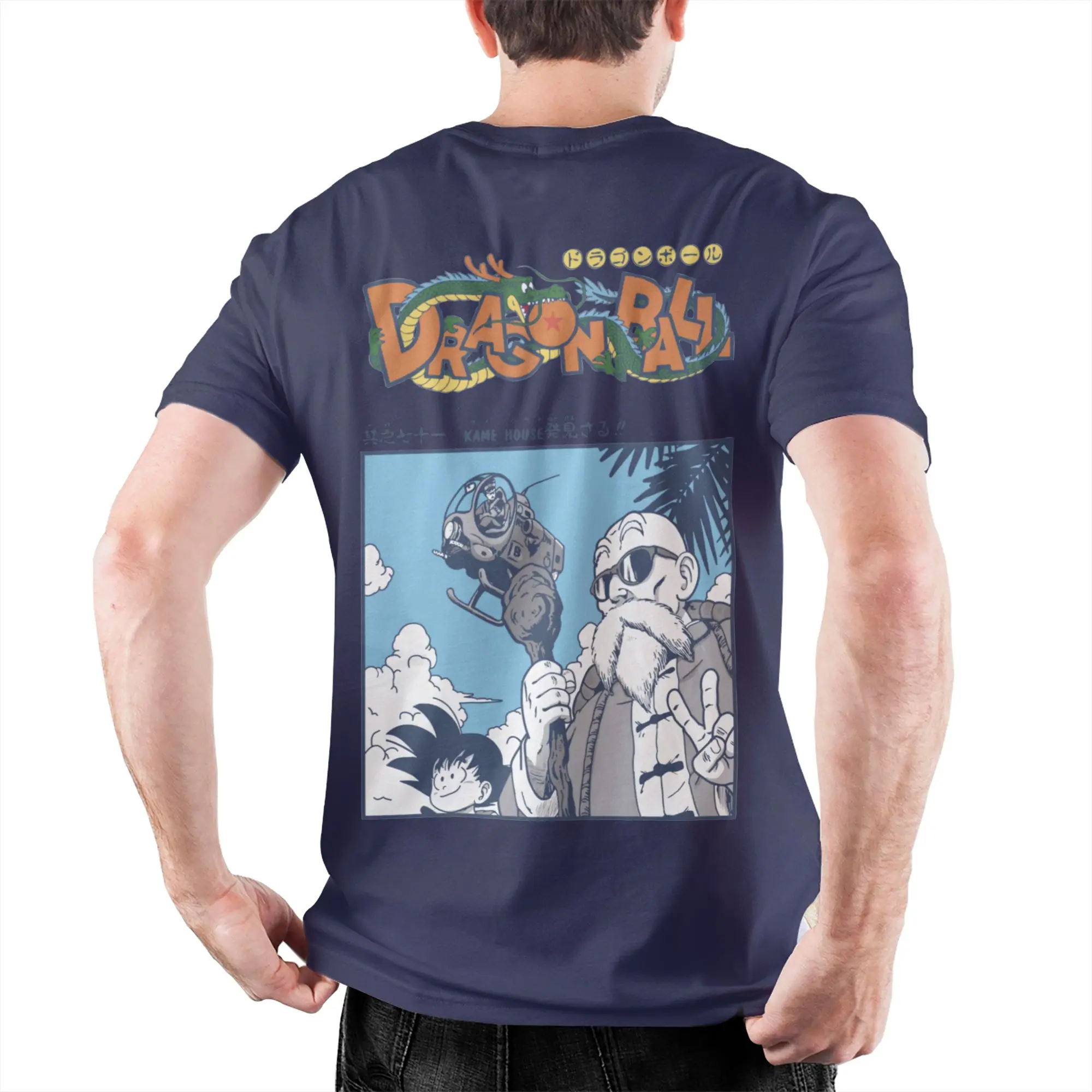 Retro Goku & Master Roshi T-Shirt for Men Women Cotton Short Sleeve Kame Sennin Dragon Ball O-neck Summer Tops Shirts