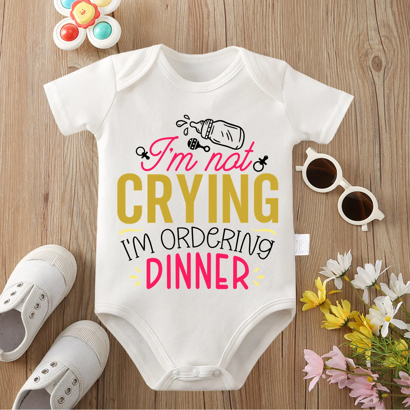 

I'm Ordering Dinner Exquisite Print Cloths 100% Cotton Comfortable Onesie Bodysuit for Baby Jumpsuit for 0 To 12 Months Newborn
