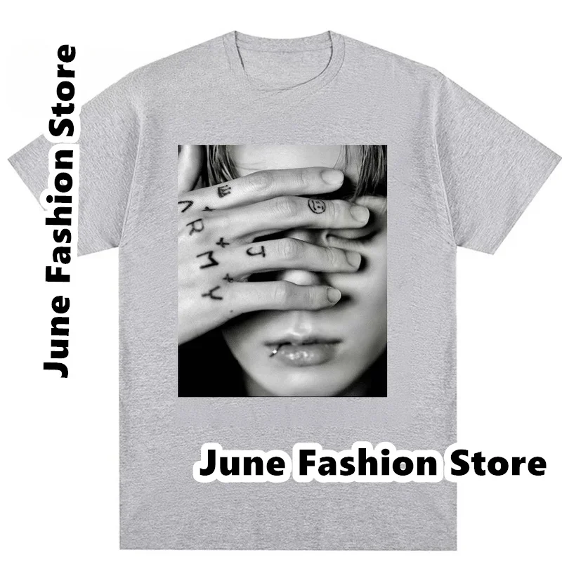 Vintage T Shirt Jungkook Graphic Tshirts Unisex Oversized Top Gothic Men\'s Women\'s Tshirt Kpop Aesthetic Goth Fashion Streetwear