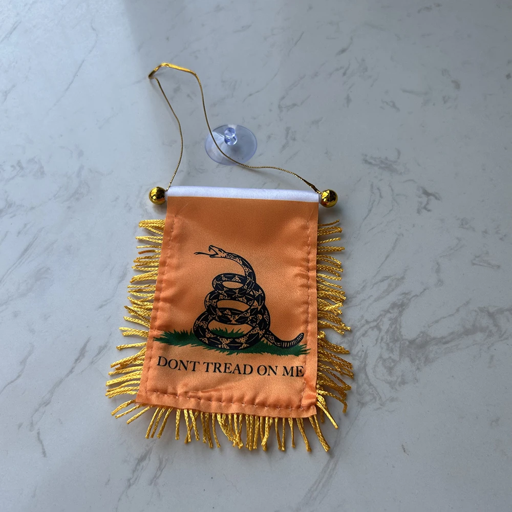 Gadsden Car Window Flag 8*12cm Polyester Double Side Printed 'Don't Tread on Me' Gadsden Hanging Pennant Flags Mini Flag