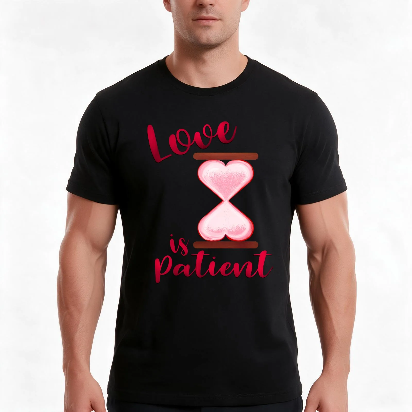 Love is Patient Hourglass T-Shirt, Summer Casual Cotton Tee, Oversized Streetwear Tops, Vintage Graphic Print, Unisex Men Women
