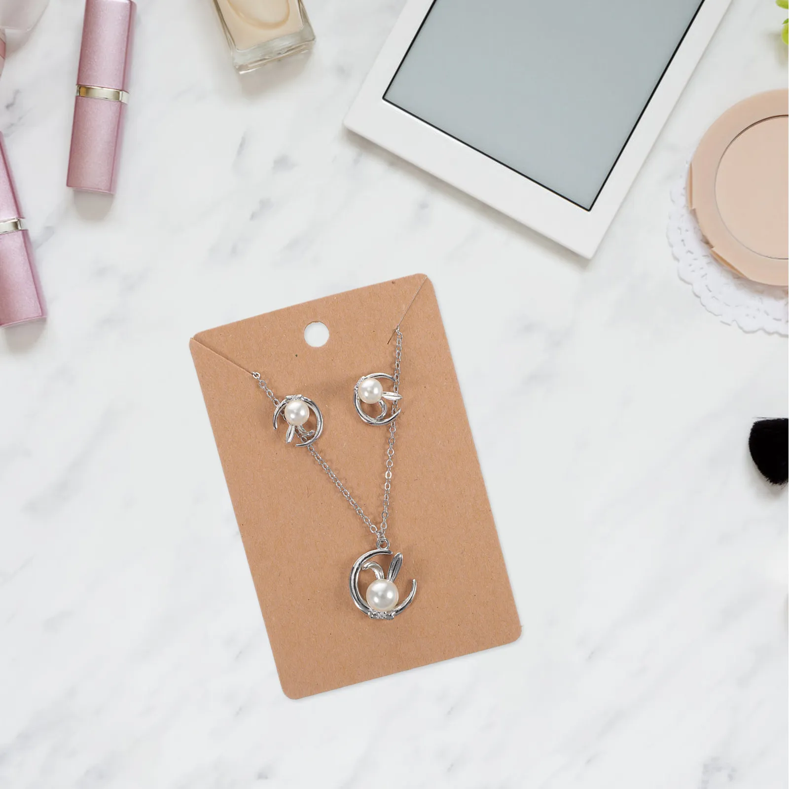 

120Sets Wear-Resistant Jewelry Display Cards Kraft Paper Earring and Necklace Packaging Organizers with Pre-Cut Holes for Easy