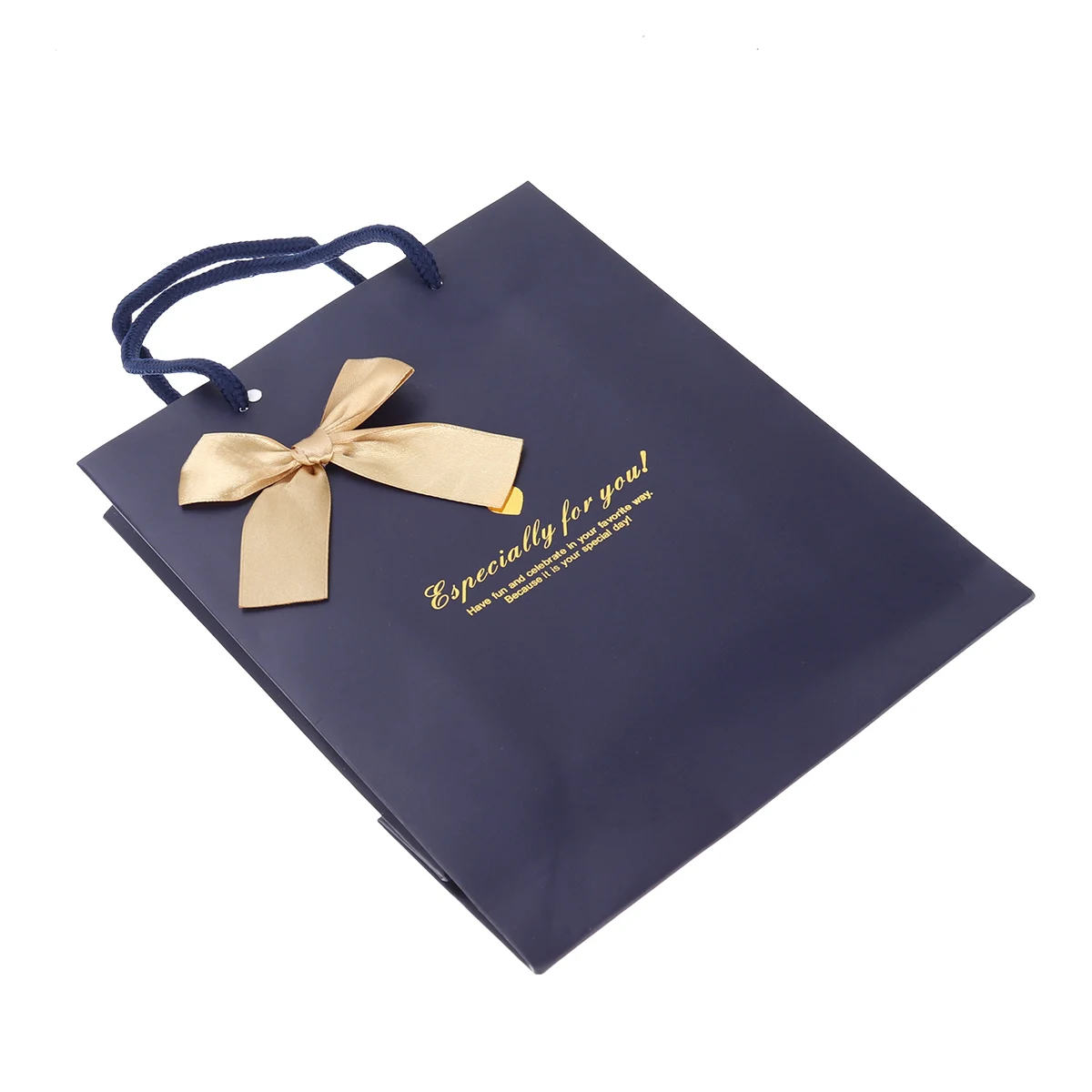 

5pcs Craft Paper Bags Durable Knitted Handle Exquisite Design Birthday Party Christmas Holiday Shopping Grocery Gift Wrapping