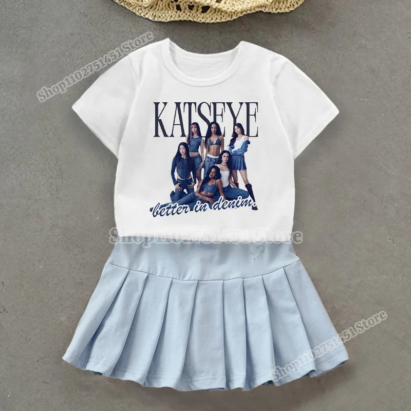 Niedliches Katseyed-Print-T-Shirt und Rock 2-teiliges Set Kawaii Weißes Kurzarm-T-Shirt Plissierter Rock Sommer Mädchenkleidung Lässiges Überraschungsgeschenk – Detail 5