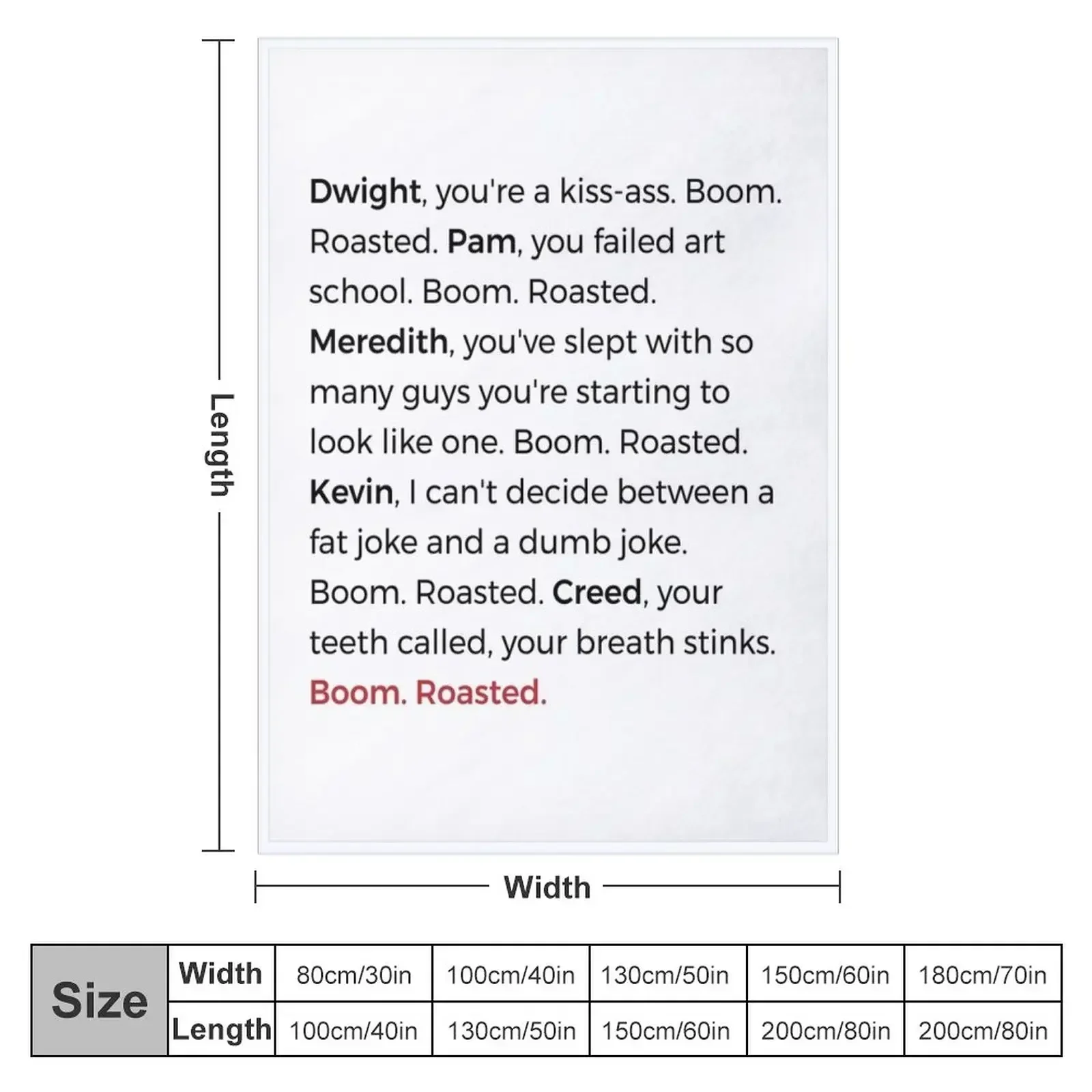 The Office - Boom. Roasted. Throw Blanket Personalized Gift Summer Beddings Flannel Blankets For Baby Plaid Softest Blankets