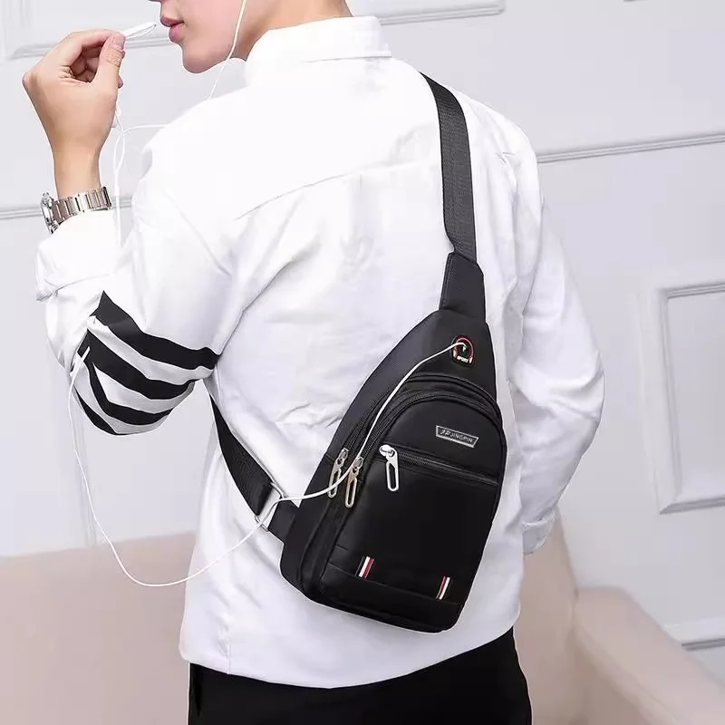 2025 New Waterproof Wear-resistant Breast Bag Men's Oxford Cloth Small Backpack Trendy Canvas Nylon Chest Shoulder Messenger Bag