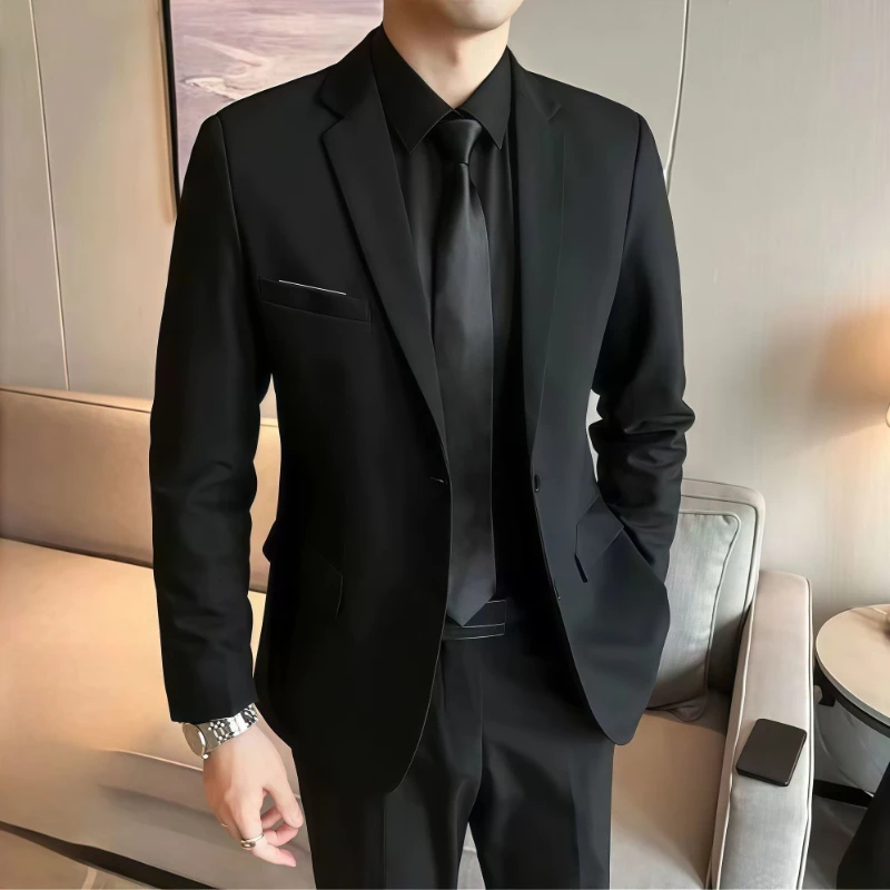 Men's Shoulder Pad Blazer Academia Aesthetic Preppy Varsity Jacket Spring Autumn High Street Edgy Fit Suit Set School Uniform