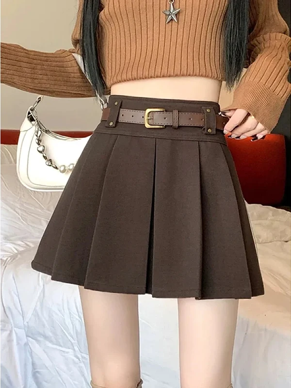 

Женская шерстяная юбка больших размеров, осенне-зимняя новинка, плиссированная, А-силуэт, с высокой талией, универсальная, стройнящая, с защитой от просвечивания