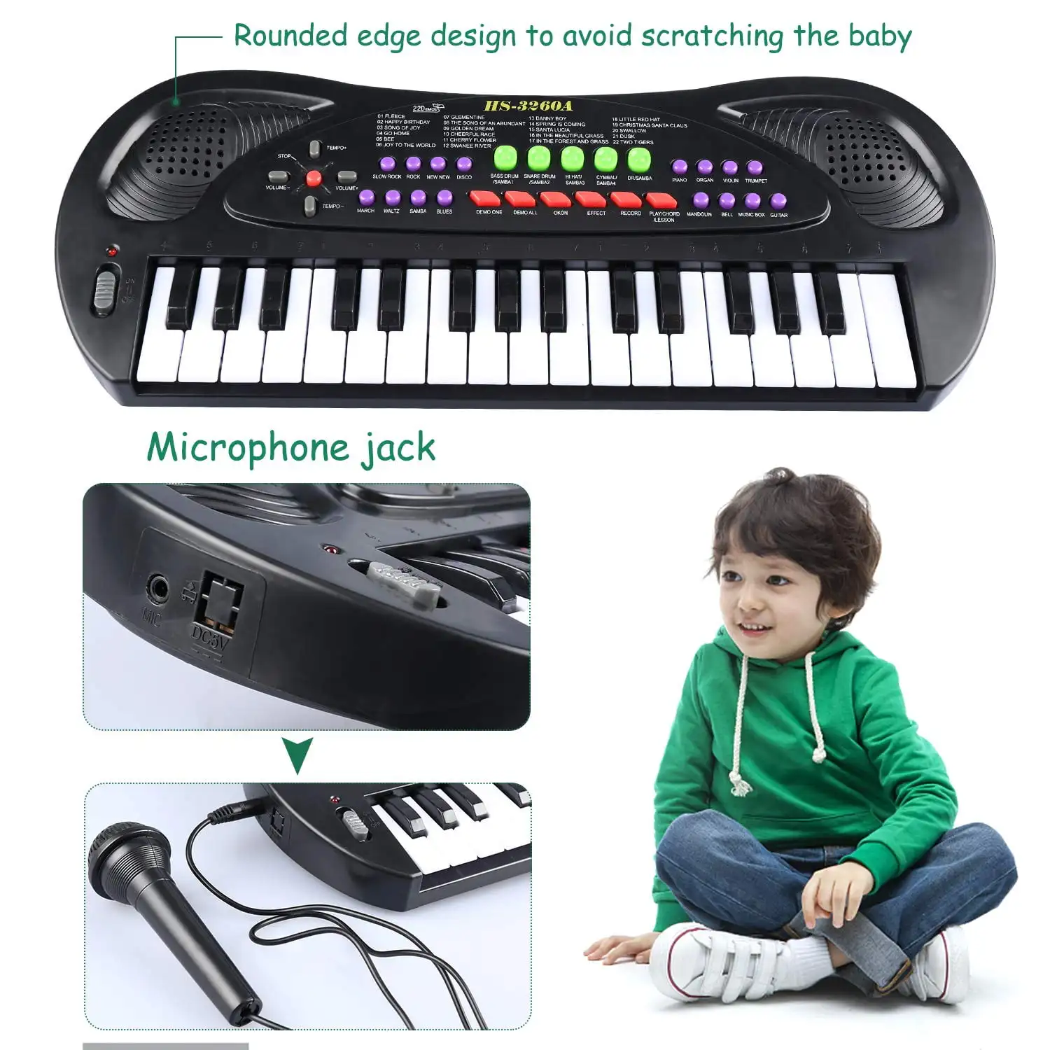 Kids Keyboard,32Keys Kids Piano Portable Electronic Musical Instrument Multi-Function Keyboard Piano,Instruments Gift Toy