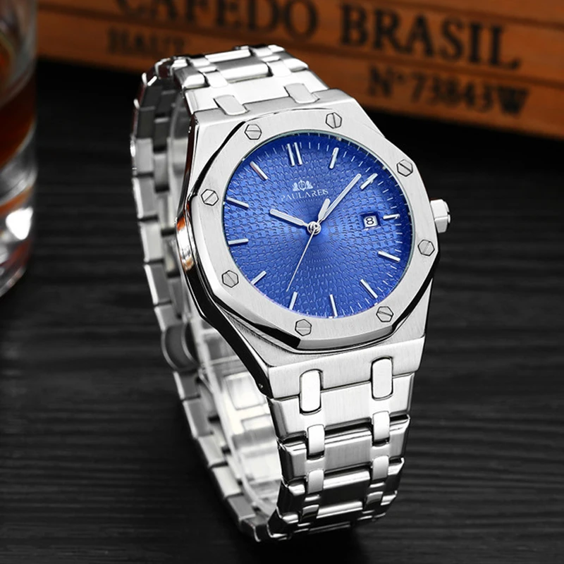 Fashion Fully Automatic Mechanical Watches for Men Calendar Stainless Steel Strap Luxury Brand High Quality Luminous Mens Watch