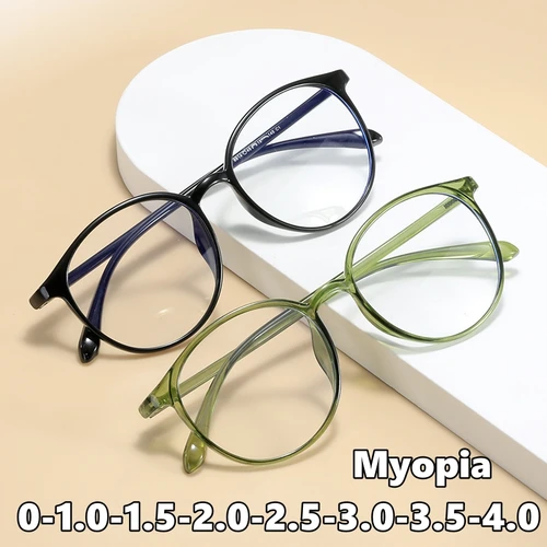 Gafas redondas Vintage para ordenador, gafas clásicas transparentes con menos dioptrías, gafas graduadas con bloqueo de luz azul de 0 a 4,0