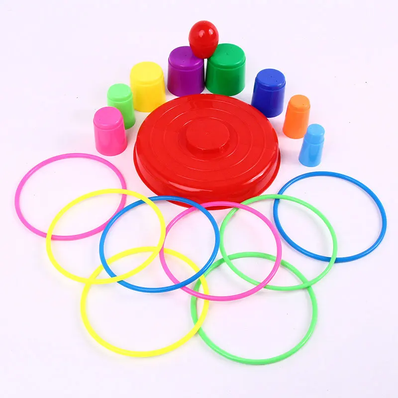 Children Stacking Cup & Sports Circle Ferrule Stacked Layers Throwing Game Parent-Child Interactive Ferrule Kids Outdoor Toys