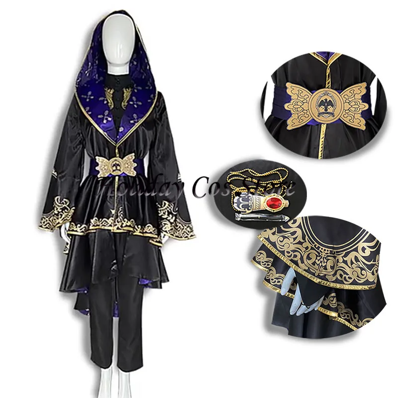 

Витая страна чудес, аниме, костюмы для косплея, униформа, брюки, головные уборы для загадки, черный нарядный плащ, реквизит для Хэллоуина, Рождественской вечеринки