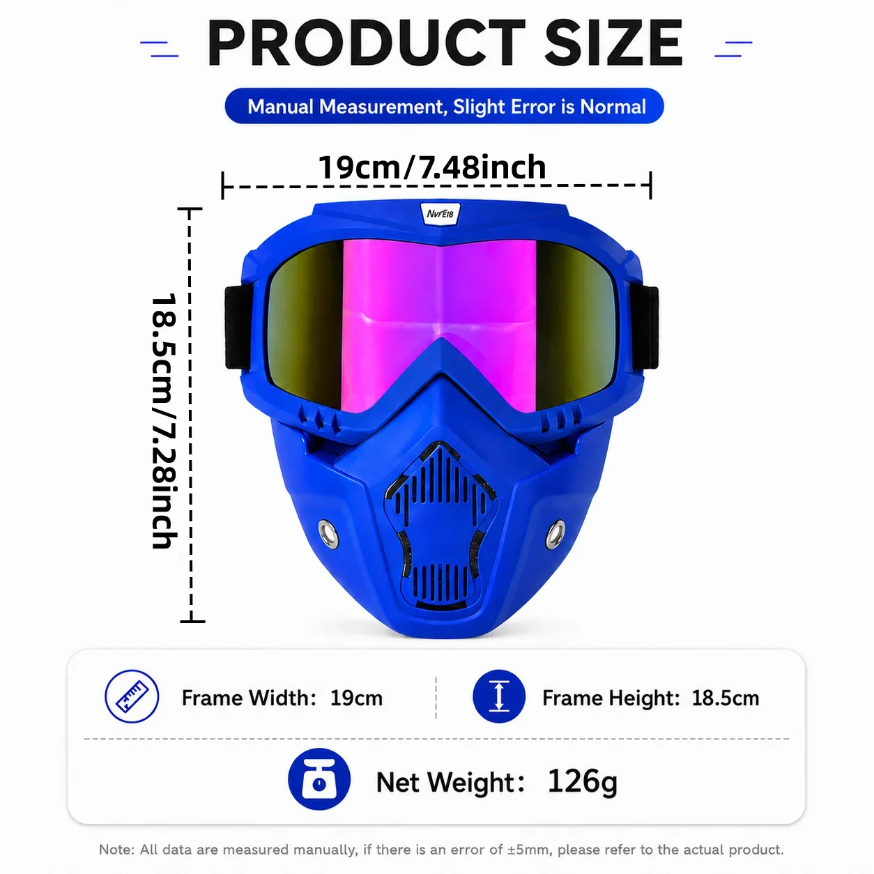 Adjustable Full-Face Motocross Mask Wind-Dust-Proof Breathable for Mountain Bike Off-Road Cycling Skiing Outdoor Activities