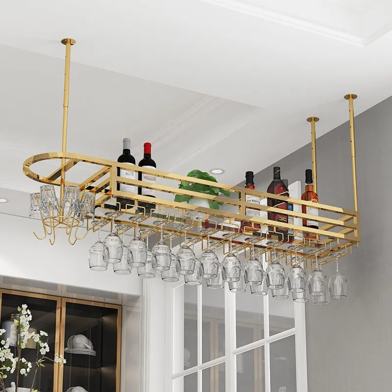 Stainless steel household wine glass rack upside down creative light luxury bar hanger wine glass rack hanging red wine rack