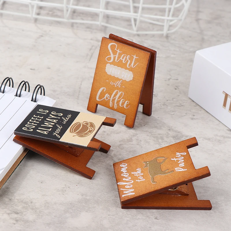 دمية مصغرة محاكاة خشبية مخبز مقهى لافتة نموذج DIY الملحقات