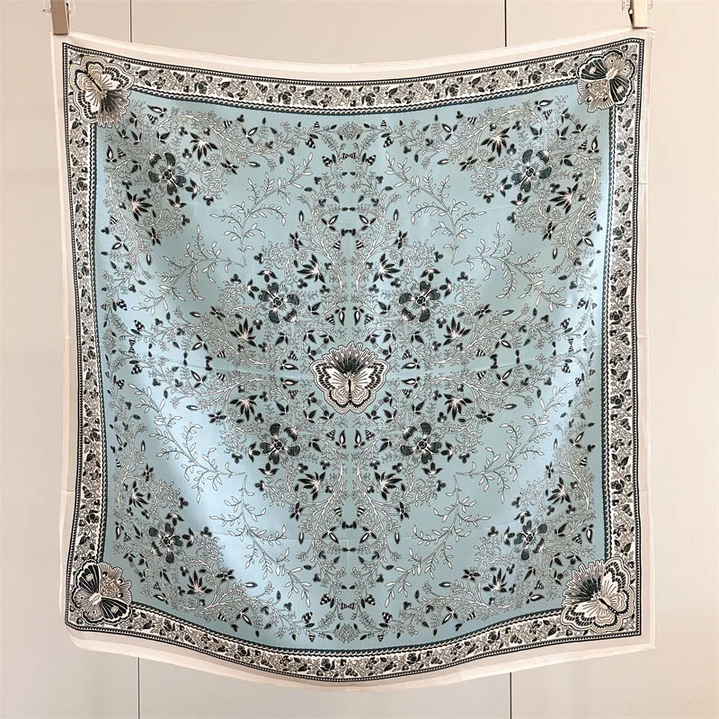 

100% атласный шелковый шарф с цветочным принтом, шейный платок, мягкие гладкие женские подарки на день рождения